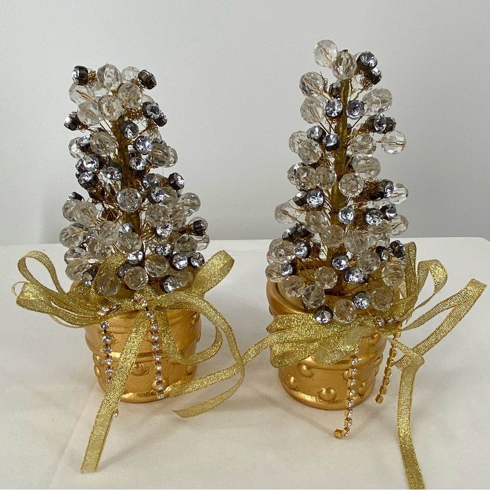 Decorative Topiary Crystal Trees a pair